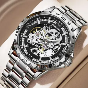 New fully automatic mechanical watch for men, tourbillon, waterproof, stylish wristwatch, hollow design, popular model