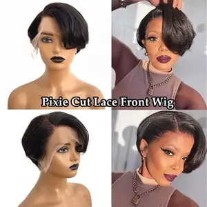 Pixie cut straight lace front wig