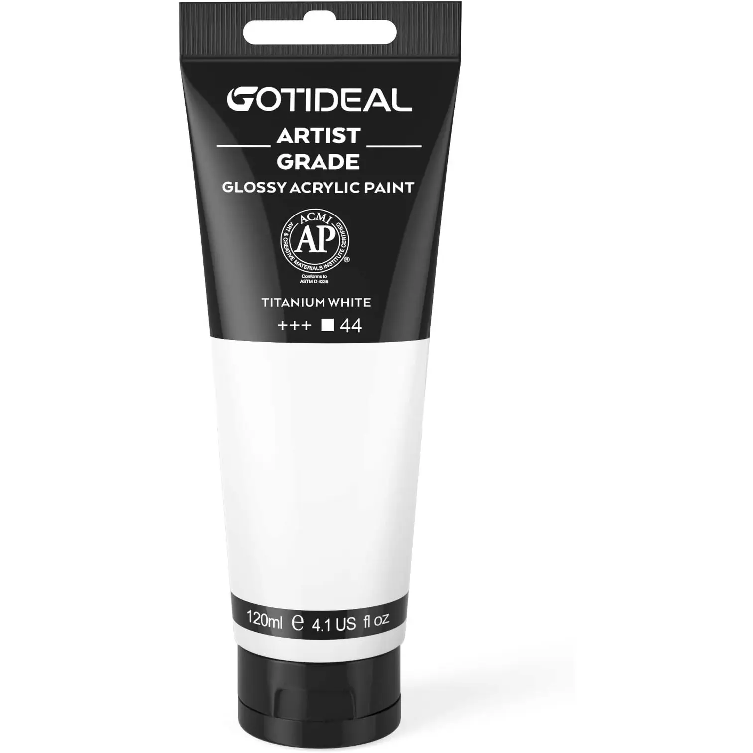 GOTIDEAL Non-Toxic Titanium White Acrylic Paint (120ml, 4.1oz) - Rich Pigments for Artists, Kids & Adults - Perfect for Canvas, Wood, Clay, Fabric & Ceramic Crafts - Fade-Resistant Quality