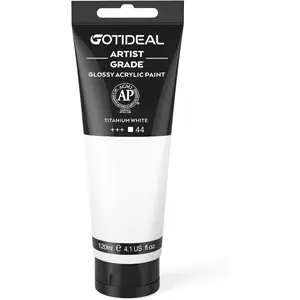 GOTIDEAL Non-Toxic Titanium White Acrylic Paint (120ml, 4.1oz) - Rich Pigments for Artists, Kids & Adults - Perfect for Canvas, Wood, Clay, Fabric & Ceramic Crafts - Fade-Resistant Quality