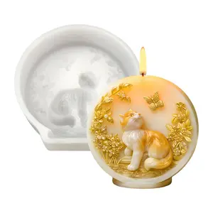 Cute Puppy Embossed Scented Candle Mold, DIY Cat Festival Gift, Handmade Soap Silicone Mold, Art Toy, No Ca Prop 65