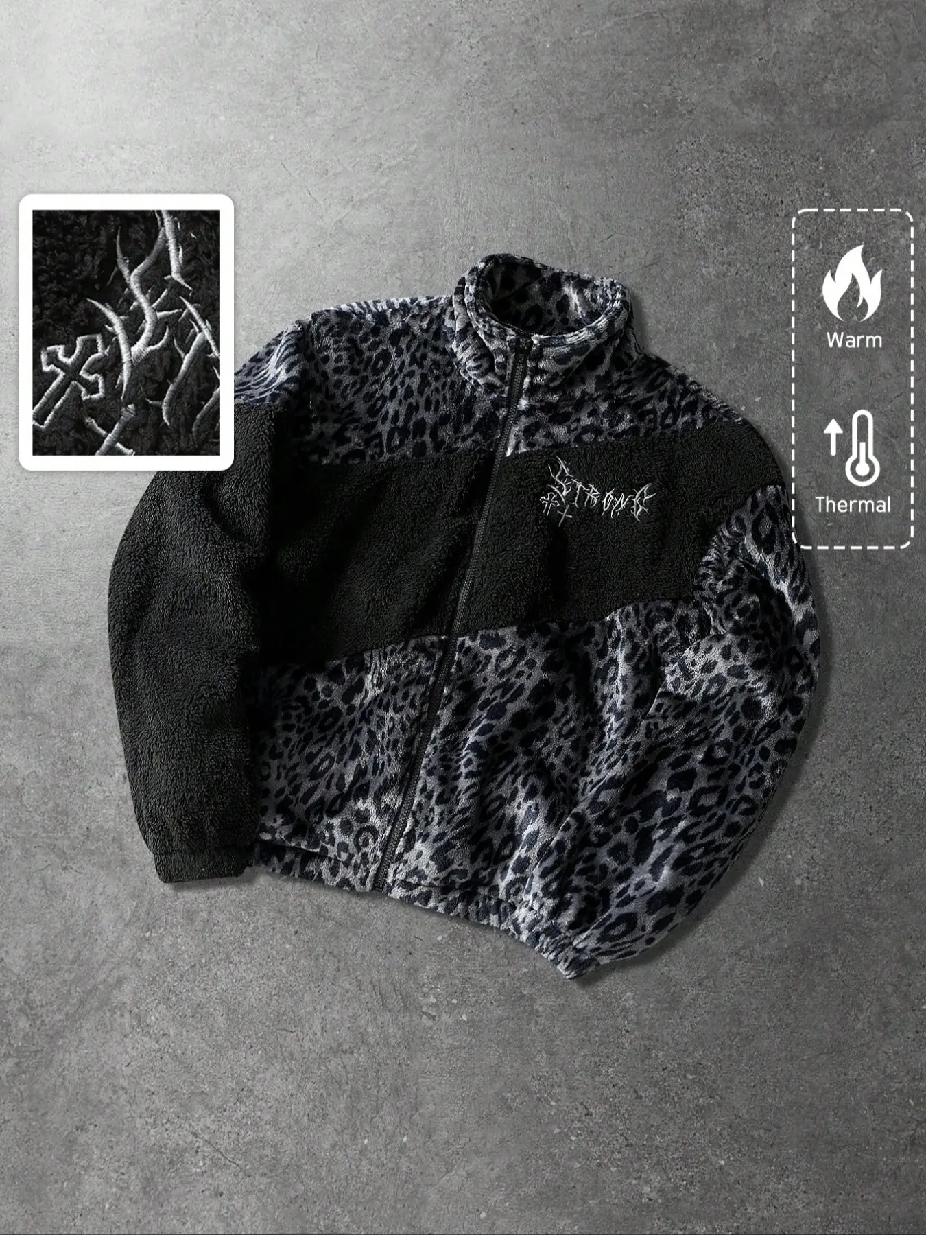 Unisex Y2K Style Gothic Runes Cross Pattern Graphic Streetwear Camo Camouflage Colorblock Fall Winter Fleece Warm Fitted Zip Up Jackets Coat Street Fashion Outerwear, High Street Culture Gift,Couple outfits and trendy outfits
