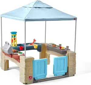 All Around Playtime Patio with Canopy Playset – Shaded Outdoor Playhouse for Kids with Realistic, Interactive Features, Room for Multiple Toddlers to Play – Dimensions: 60" H x 47.5" W x 47.5" D.