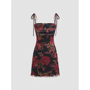Cider [size 0-10] Square Neck Floral Ruched Mini Dress