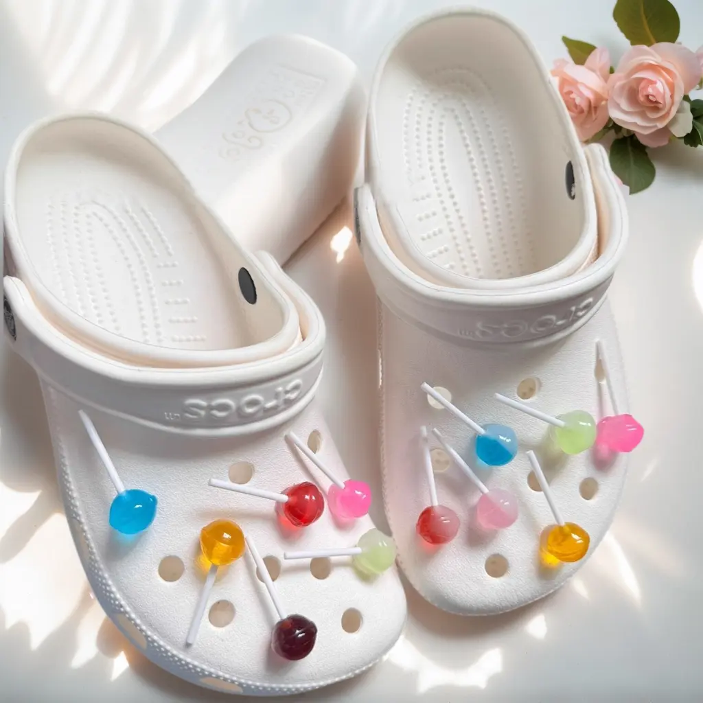 Want a Lollipop 3D Realistic Candy Shoe Charms for Clogs Funny Cute Shoe Charms for Crocs DIY Shoes Decoration for Party Favor Sweet Shoes Accessories (No Shoes)