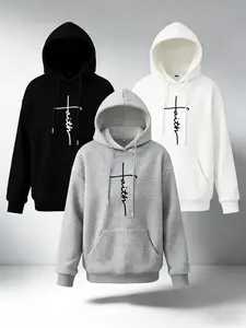 Women's sweatshirt winter clothes for women-With "Faith" Cross Print,long sleeve tops,crew neck sweatshirt,Relaxed and comfortable drawstring pullover sweater for autumn and winter clothing, Women's Flash Sale