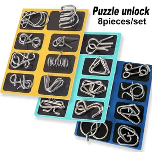 8 Piece Metal Wire Puzzle Game Set, Brain Teaser Toys Unlock Chain Series Games, Magic Party Rings Smart Club Classroom Locks, Montessori Puzzles Gift, Gifts for Adults