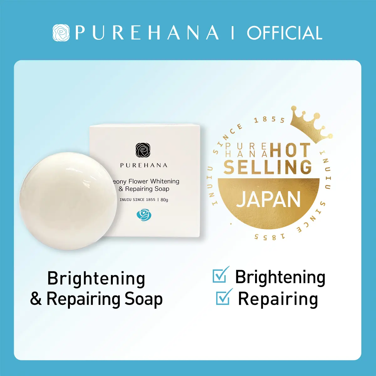 Purehana Peony Flower Whitening & Repairing Soap