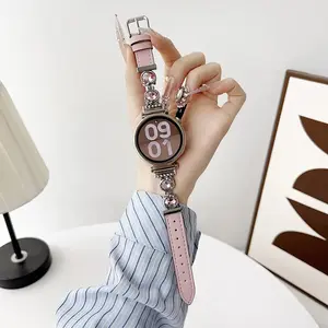 Dressy Watch Bracelet for Women 18mm 20mm Quick Release Watchband Strap Metal Leather Wristband for Galaxy Watch 7/6 Classic/5/4