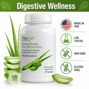 AloeCure Aloe Vera Capsules, 60 Capsules - 160,000mg Organic Aloe Vera Equivelant per Capsule, Support Gut Health & Digestive Comfort, Stomach Acid Buffer, Aloin Free
