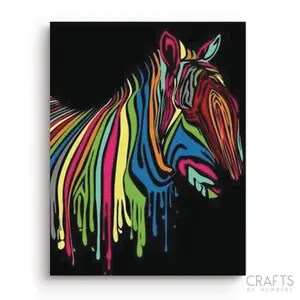 Crafts by Numbers Abstract Colorful Zebra Paint by Numbers Kit for Beginners - DIY Painting Supplies