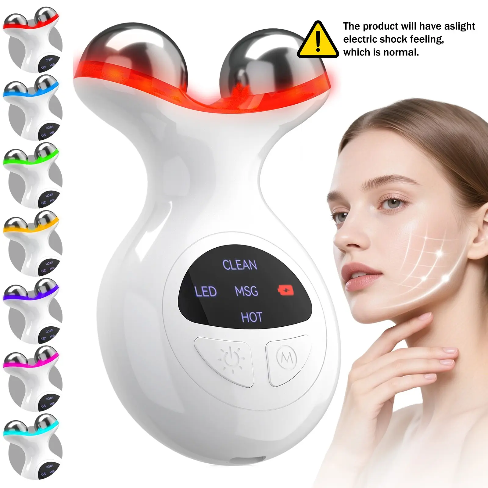 7 Color Facial & Neck Face Massager, vibrating massager with 3 modes for deep cleaning, USB rechargeable, for Skin Care at Home, Portable Facial Massager, Face Sculpting Tool, Multifunctional Vibration, Beauty Devices, Facial beauty massagers