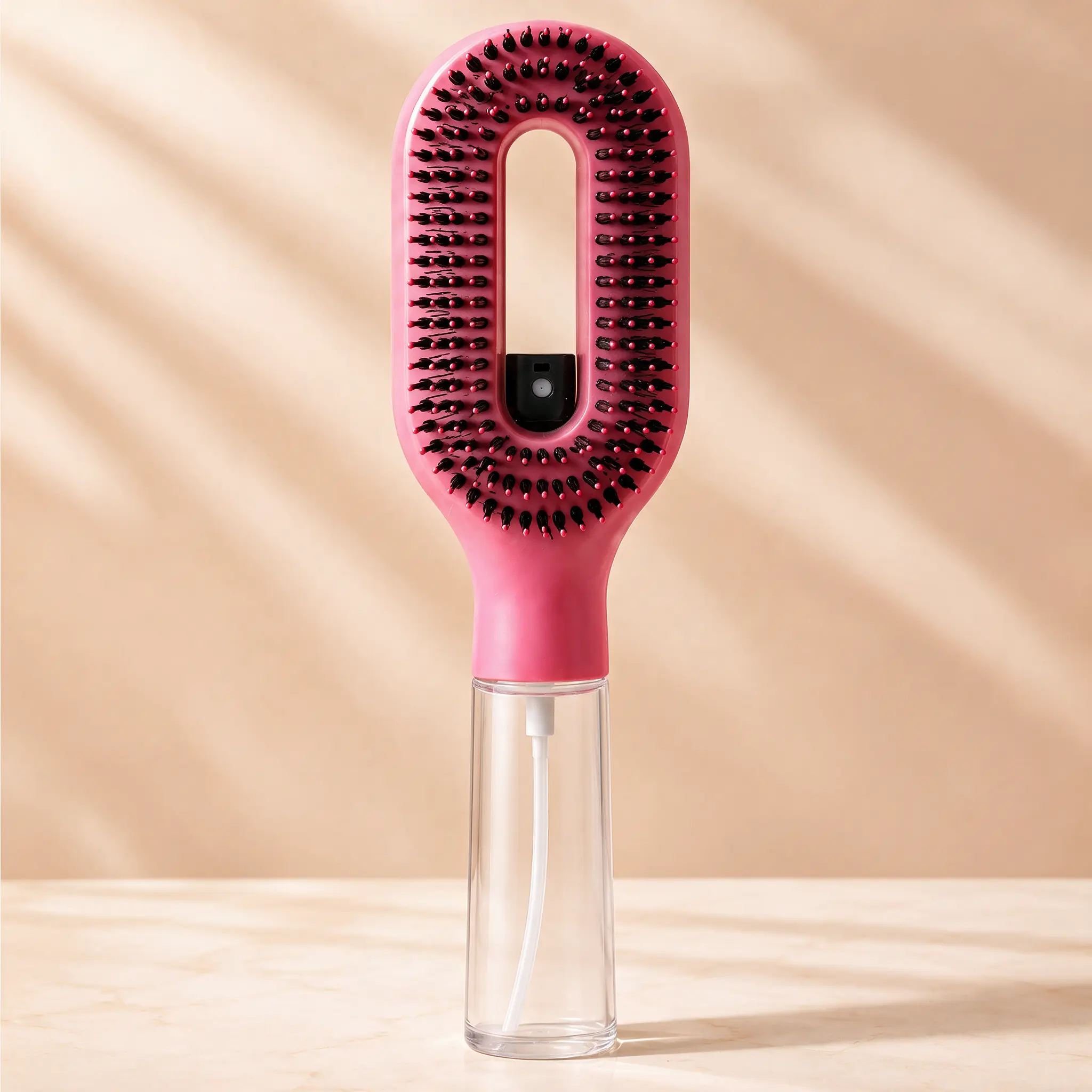 2-in-1 Spray Hair Brush - Detangling Styling Tool with Refillable Water Mist for Wet & Dry, Straightening Curly Hair