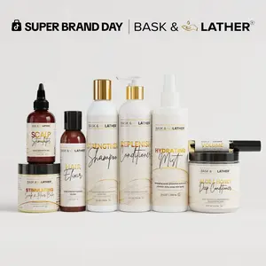 Bask & Lather Ultimate Healthy Hair Care Bundle - Limited Edition with JUMBO Scalp Stimulator, Hair Elixir, Hydrating Mist, Stimulating Balm, Strengthen Shampoo, Replenish Conditioner, Aloe & Honey Deep Conditioner, Volume Serum