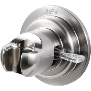 Suction Cup Shower Head Holder, Adhesive Suction Handheld Shower Head Bracket, Removable Wall Mount Holder for Bathroom, Brushed Nickel