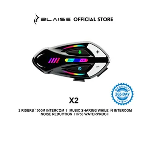 Blaise X2 Motorcycle Bluetooth ,Two-way Communication , Music Sharing,IP56 Waterproof,1000mAh Battery ,Electric Bike, Drity Bike,Noise Reduction , Intercom Headset,Long-distance Riding 1500M,Communication With Fellow Riders,Navigation Prompts