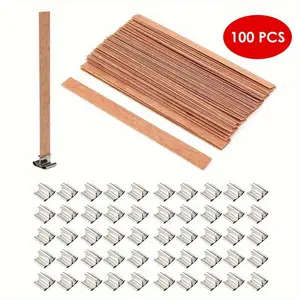 100pcs Wooden Candle Wick Sustainers | Diy Candle Making Supplies Set with Labels