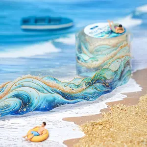 6 rolls/set, wave theme tape, PET, scrapbook, diary decoration, creative DIY materials