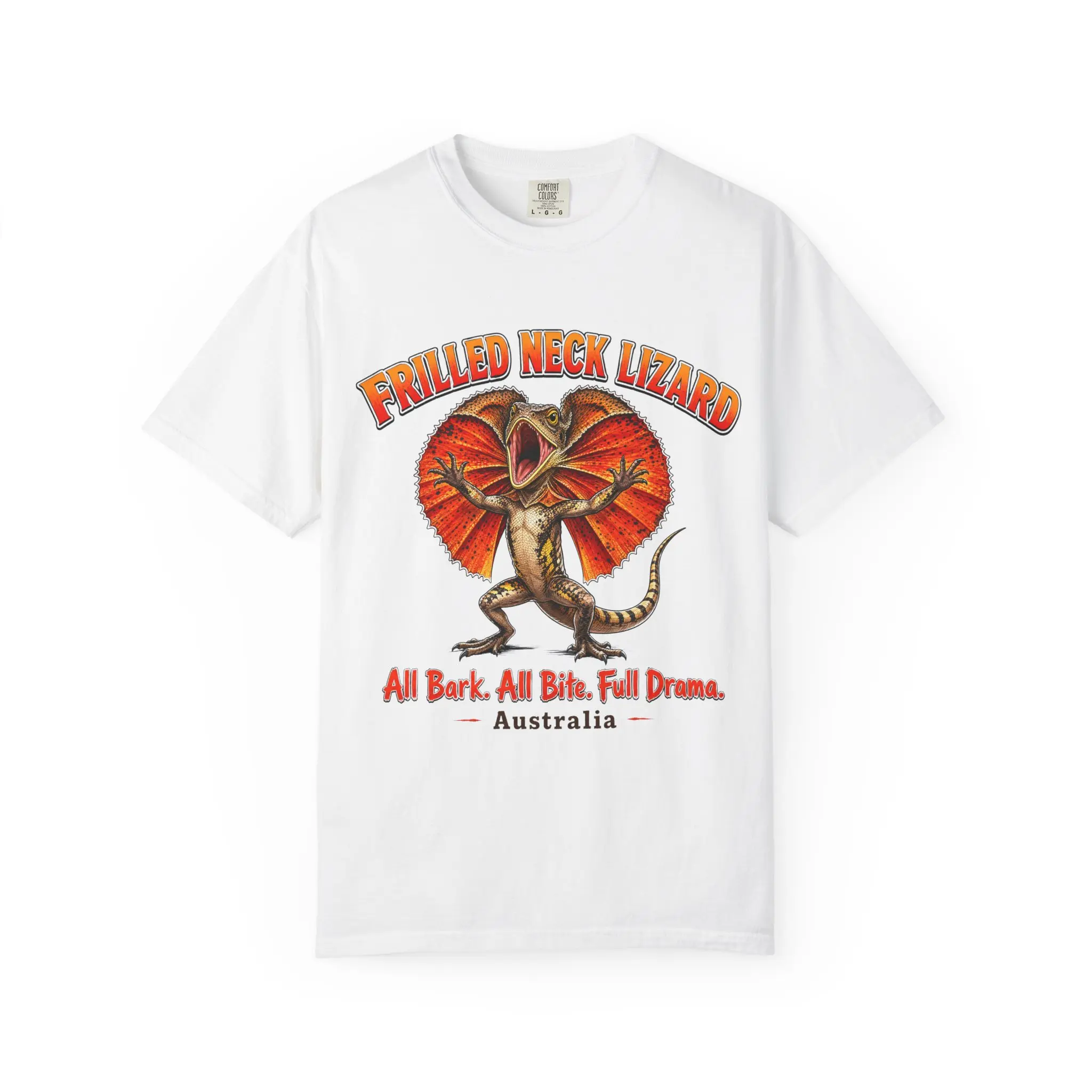 Frilled Neck Lizard graphic T-shirt | Australian reptile design, vintage style