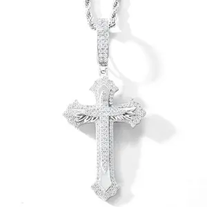 【##P681】Cross Pendant UCCIYO S925 Sterling Silver Synthetic Moissanite Pendant Necklace for Women Men Hip Hop Jewelry Gift Cross summerwins
