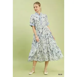 Floral Tiered Midi Dress with Ruffle Trim