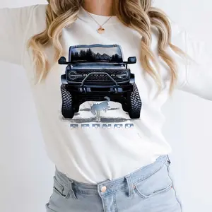 FORD BRONCO - TRAIL BUSTER T-SHIRT Printed Summer T-shirt Sweatshirt Hoodie for Women Lady - Full Size Full Color Comfort Cotton Top Womenswear Gift for Her, Him