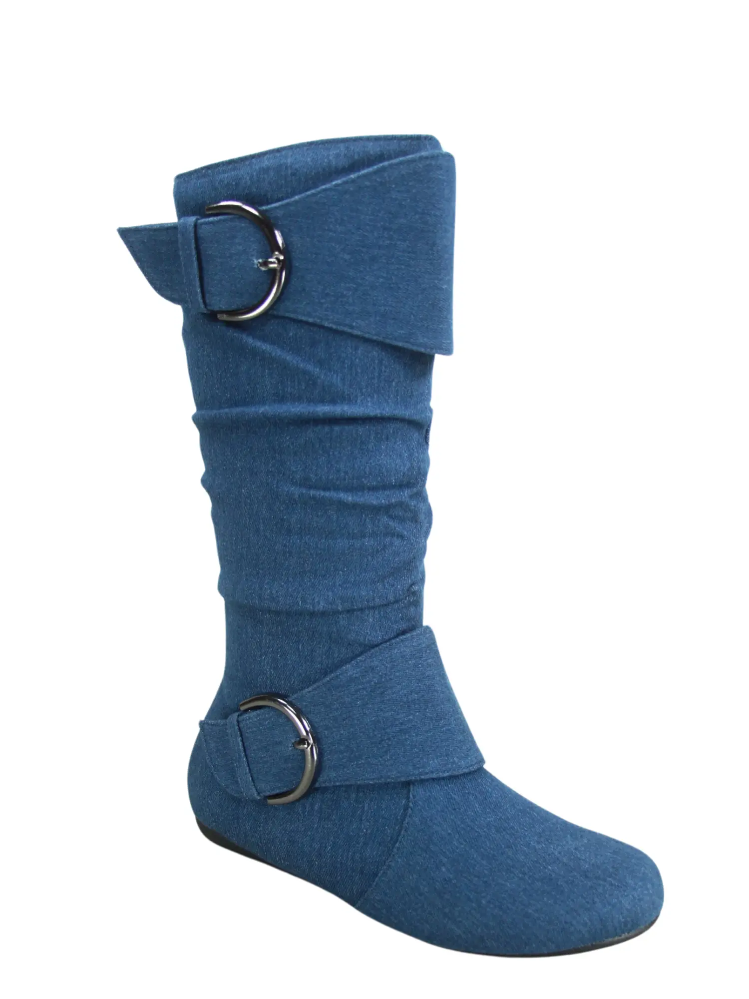 Women's Mid-Calf Slouch Boots Flat Riding Boots Buckle Casual Comfort Shoes