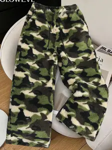 Women's Camouflage Fleece Lounge Pants, Comfortable Loose-Fit, Soft Fabric, Ideal for Relaxing Days, Casual Daily Wear