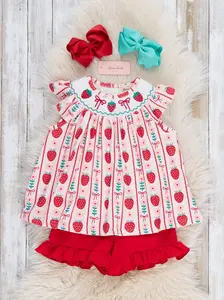 Strawberry Rows Smocked Outfit