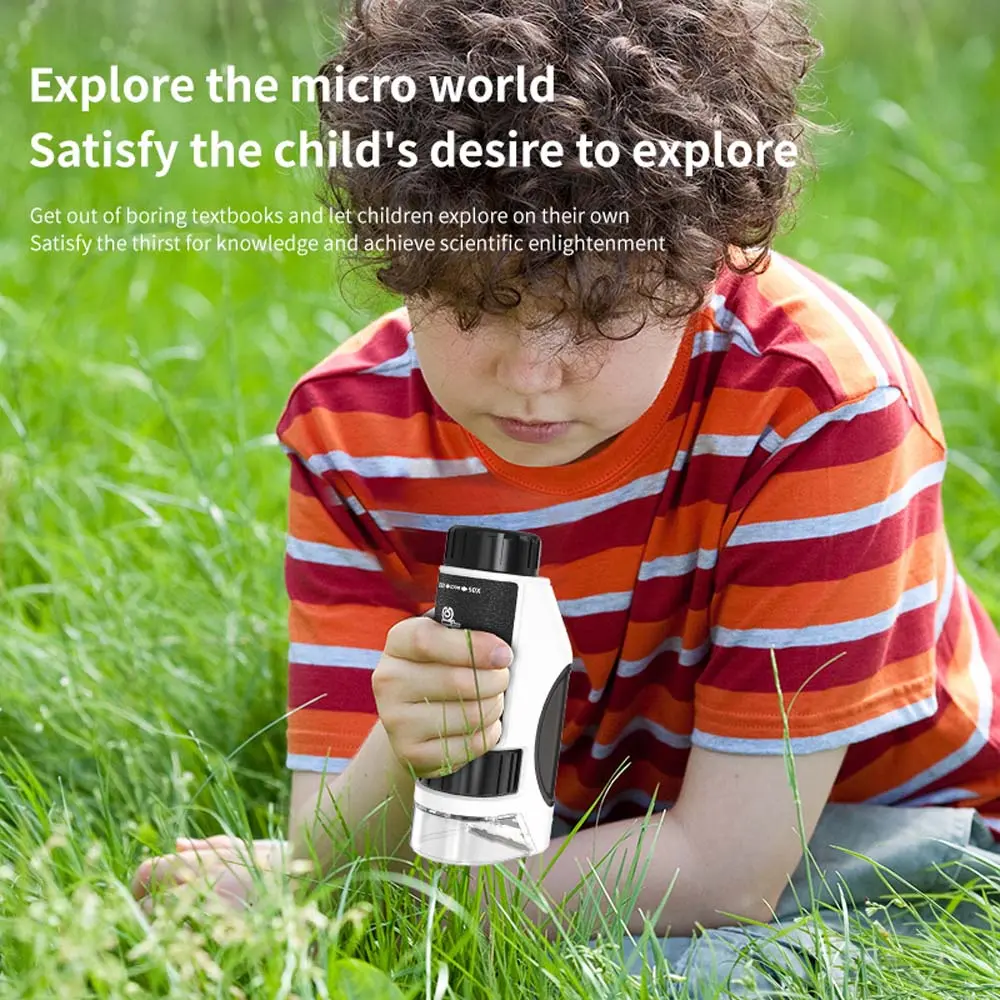 【US Stock | Fast Shipping】Children's Mini Toy Microscope 50X-300X, Your Little Scientist Microscope, Handheld Mini Microscope for Children, Portable Microscope for Children