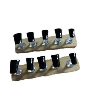 Small Duckies Nails Black Diamonds Short - Wooden Display with Black Nail Shapes