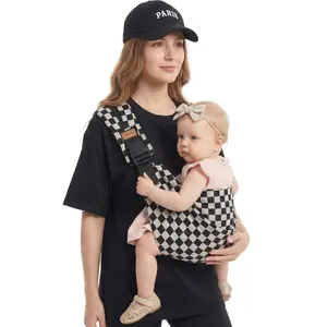YUBEBE Foldable Cotton Checkerboard Baby Sling Carrier for Infant and Toddler
