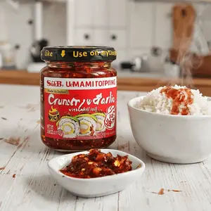 S&B Japanese Umami Crispy Garlic Chili Oil - Savory Garlic Rice Topping Sauce, Spicy Flavor, 110g, Perfect for Chicken, Sushi, Pasta, Salads, Noodles, Tofu, and More - Chilioil