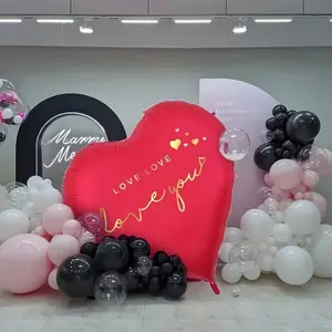 Large Heart Love Balloon, Valentine's Day Engagement Wedding Anniversary Mother's Day Birthday Party Decoration, Aluminum Foil Balloon, Heart Shaped Balloons