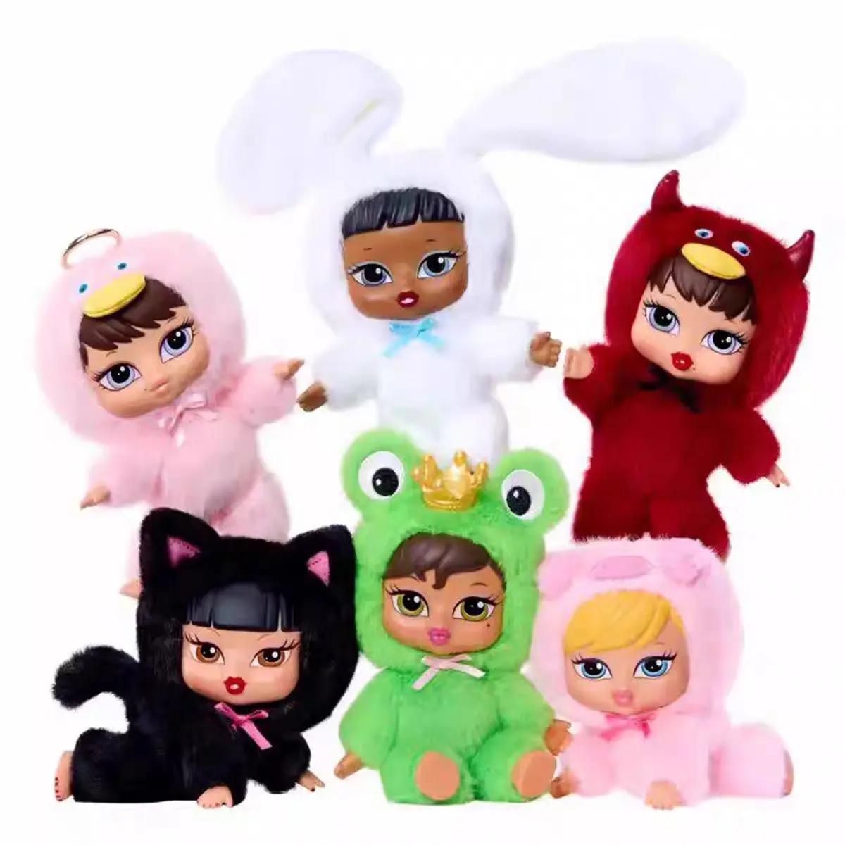 Official Bratziez Blind Box Plush Keychain - Series 1, Y2K Bratz Baby Figure Bag Charm, Vinyl Face Surprise Collectible Art Toy for Girls, Teens & Collectors, Cute Animal Onesie