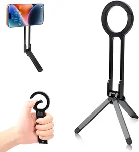 MA30 Magnetic Phone Tripod Stand for iPhone - Aluminium Smartphone Mini Tripod Foldable Pocket Cell Phone Stand Dual-Sided Magnet Quick Mount Compatible with iPhone 17 16 15 14 13 12 Magsafe Cellphone Folding Portable