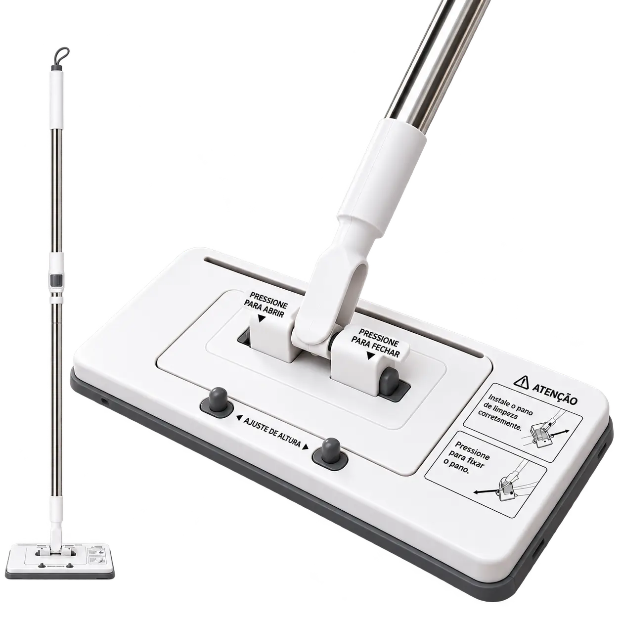 Hands-Free Auto Eject Flat Mop, 360° Rotating Floor Mop with Telescopic Handle, Reusable Microfiber Pads for Home Office Deep Cleaning Supplies