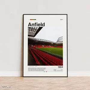 Anfield Stadium Poster UNFRAMED, Liverpool FC Poster Print, Football Stadium Poster, Premier League Soccer Art, Sports Poster, Soccer Fan Gift Print
