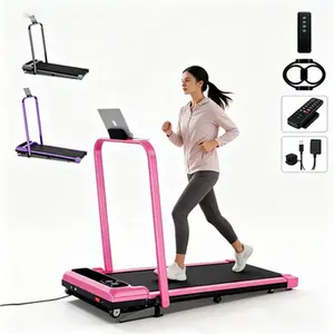 [New Arrival] Folding Electric Walking Pad Treadmill, 265LBS Capacity, Low-Noise, Handrail, Dual Shock Absorption, Spacious Belt, Smart Remote Control, Bonus Resistance Bands, Home Gym Equipment for Compact Spaces
