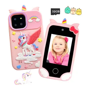 Upgraded Unicorn Kids Toy Phone, 2.8 Inch IPS HD Touch Screen with Dual Camera, Games & Learning, Equipped with 32G Memory, Children Educational Toy Phone, Learning Tool, Christmas Birthday Gift for 3-12 Year Old Boys and Girls