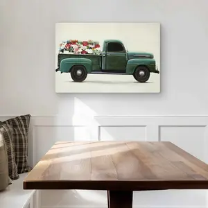 212 MAIN 20x30 in Beige Farmhouse Aluminium Metal Print Wall Art - Artistic Farm-Theme, Lightweight Flower & Farm Truck Artwork, Metal Surface Home Decor & Decoration, Ideal Gift for Home Supplies Enthusiasts