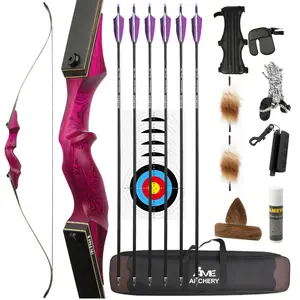 1 set of 60-pound recurve bow set split bow detachable outdoor shooting range universal professional archery accessories for professional and beginners