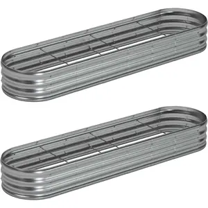 8x2x1ft(2 Pack) Galvanized Oval Raised Garden Bed,Outdoor Planter Box Metal Patio Kit Planting Bed for Vegetables  ,