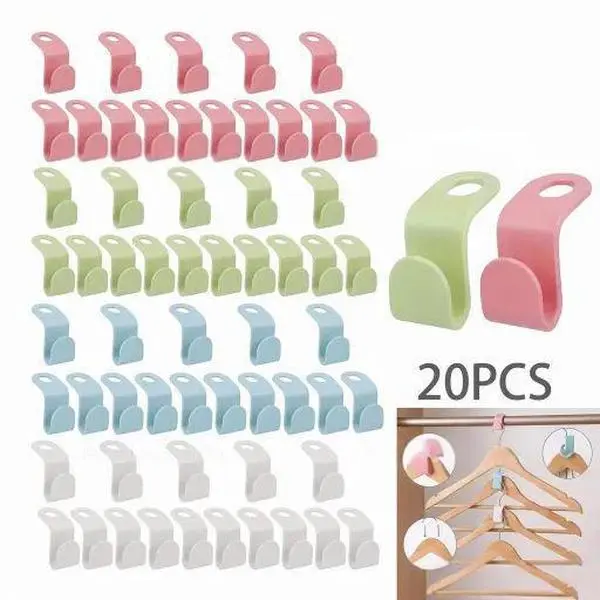 Foldable Plastic Clothes Hanger Hook, 20pcs Portable Hanging Coat Hook, Space Saving Home Storage Hook for Bedroom, Living Room, Office Decor Ornaments-MM3