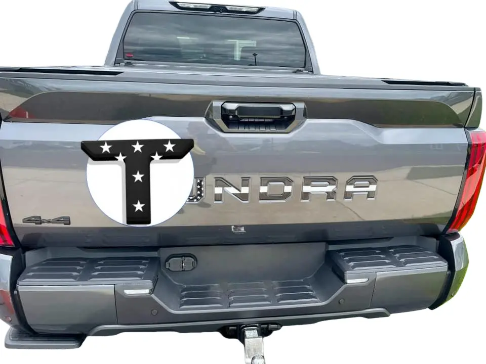 3D Premium Personalized Custom Grille Letter Badge Insert - Raised Letters, ABS Plastic, Anti-Fade, Scratch Resistant, Peel-and-Stick 3M Adhesive for 2022-2025 TUNDRA, Black American Flag Car Exterior Bumper Decor, Automotive Accessory to Personalize Look