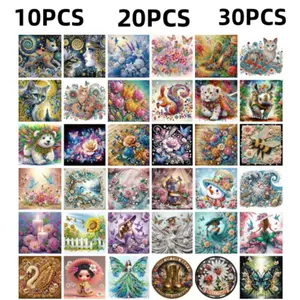 10pcs/20pcs/30pcs Diamond Painting Kit Animal Floral Landscape Patterns 30x30cm DIY 5D Full Drill Art Set for Wall Decor Beginners Adults Gifts