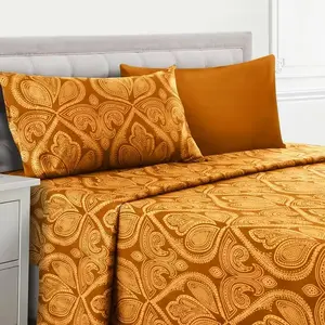 4/6-Piece Paisley Bed Sheet Set - Soft Breathable Microfiber Sheets with Deep Pockets, Wrinkle-Free Cooling Hotel Style Bedding, Easy-Fit Design