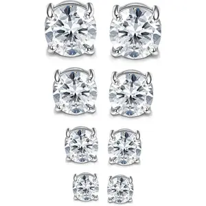 2 Pairs Stainless Steel Stylish Magnetic Stud Earrings for Men & Women  Non-Piercing CZ 5-8MM Sizes Hypoallergenic