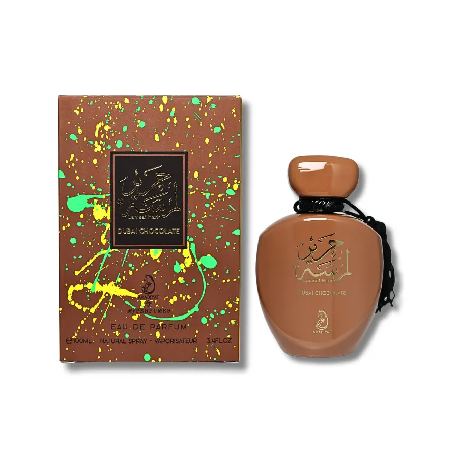 Arabiyat Dubai Chocolate Eau De Parfum, 3.4 FL OZ Unisex Gourmand Perfume, Chocolate Scented with Warm Vanilla, Raspberry & Coconut Notes, Chocolate Scented Perfume