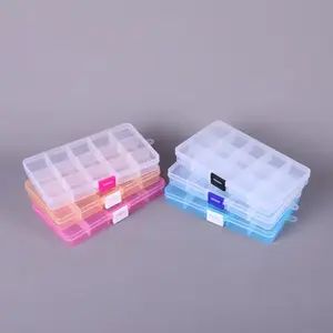1pc Transparent Plastic Storage Box, 15 Compartments Organizer for Jewelry & Makeup Accessories, Durable Multi-Section Container, Clear Storage Box
